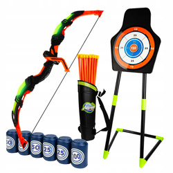 ŁUK ZESTAW ŁUCZNICZY DLA DZIECI STRZAŁKI KOŁCZAN PUSZKI CELE TARCZA LED