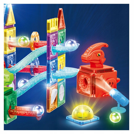 ŚWIECĄCY TOR MAGNETYCZNY LED KLOCKI KONSTRUKCYJNE DINOZAURY ZESTAW 123 EL