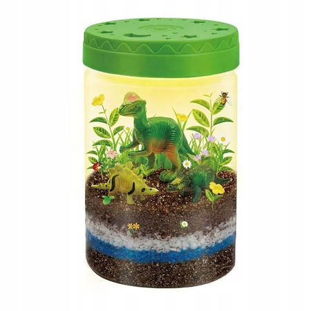 DINOZAURY TERRARIUM OGRÓD W SŁOIKU LAMPKA NOCNA ZESTAW EDUKACYJNY NASIONA