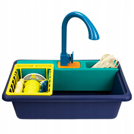 ZLEWOZMYWAK ZLEW DLA DZIECI KRAN Z WODĄ NACZYNIA SZTUĆCE AKCESORIA ZESTAW