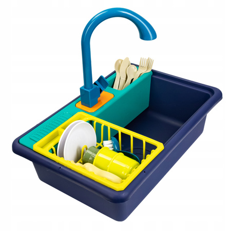 ZLEWOZMYWAK ZLEW DLA DZIECI KRAN Z WODĄ NACZYNIA SZTUĆCE AKCESORIA ZESTAW
