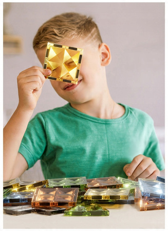 MAGNETYCZNE KLOCKI KONSTRUKCYJNE ŚWIECĄCY ZESTAW DINOZAURY MAGNESY LED 98EL