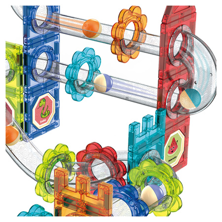 TOR MAGNETYCZNY DLA DZIECI TOR KULKOWY KLOCKI EDUKACYJNE PANELE ZESTAW 74EL