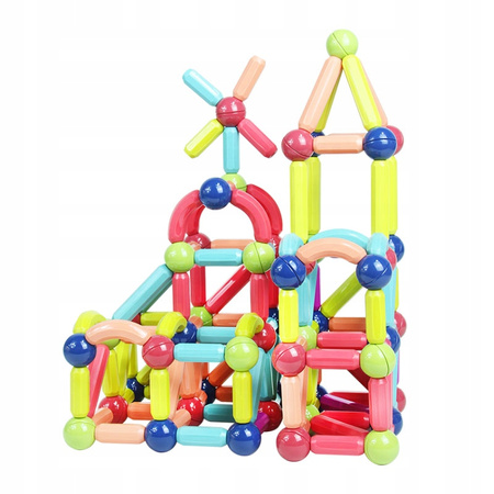 KLOCKI MAGNETYCZNE RURKI DLA DZIECI DUŻY ZESTAW EDUKACYJNY KREATYWNY 128 EL