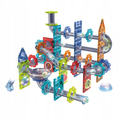 TOR MAGNETYCZNY KLOCKI KONSTRUKCYJNE DLA DZIECI ŚWIECĄCY ZESTAW LED 120 EL
