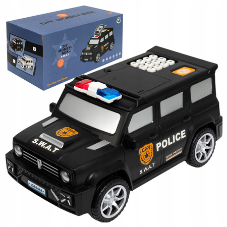 SKARBONKA SEJF DLA DZIECI POLICJA SWAT AUTO SAMOCHÓD NA HASŁO PIN DŹWIĘK