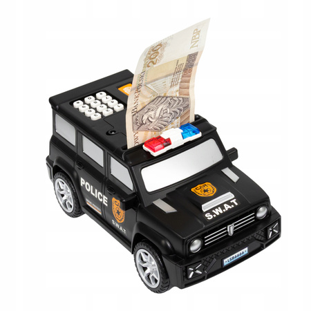 SKARBONKA SEJF DLA DZIECI POLICJA SWAT AUTO SAMOCHÓD NA HASŁO PIN DŹWIĘK