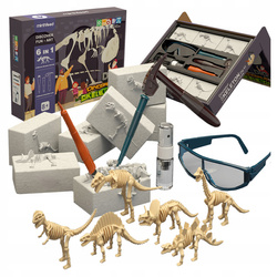 WYKOPALISKA DINOZAURÓW 6w1 MAŁY ARCHEOLOG ZABAWKA EDUKACYJNA DLA DZIECI