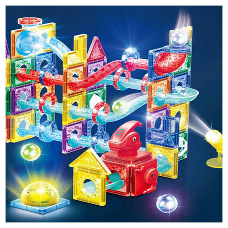 DINOZAURY ŚWIECĄCY TOR MAGNETYCZNY KLOCKI KONSTRUKCYJNE DUŻY ZESTAW 178 EL