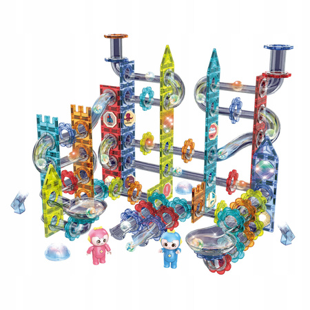 ŚWIECĄCY TOR MAGNETYCZNY KLOCKI EDUKACYJNE DLA DZIECI + 2 FIGURKI 228 EL