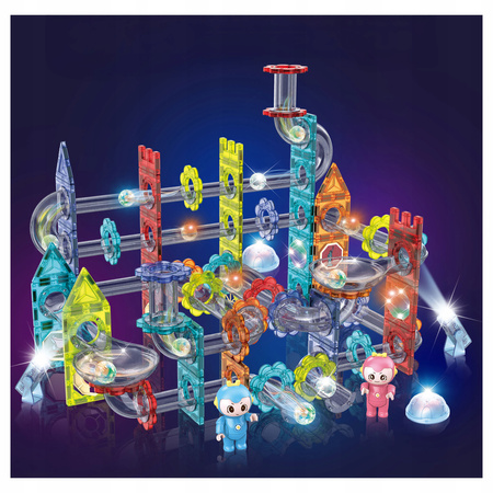 ŚWIECĄCY TOR MAGNETYCZNY DLA DZIECI KLOCKI EDUKACYJNE ZESTAW LED 176 EL