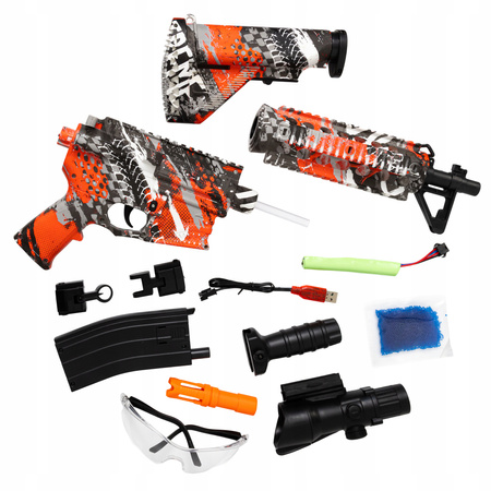 PISTOLET KARABIN AUTOMATYCZNY NA KULKI ŻELOWE ELEKTRYCZNY 2 TRYBY + OKULARY