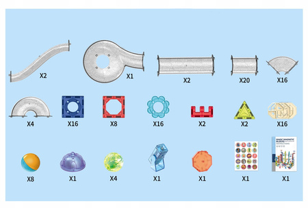 TOR MAGNETYCZNY KLOCKI KONSTRUKCYJNE DLA DZIECI ŚWIECĄCY ZESTAW LED 120 EL