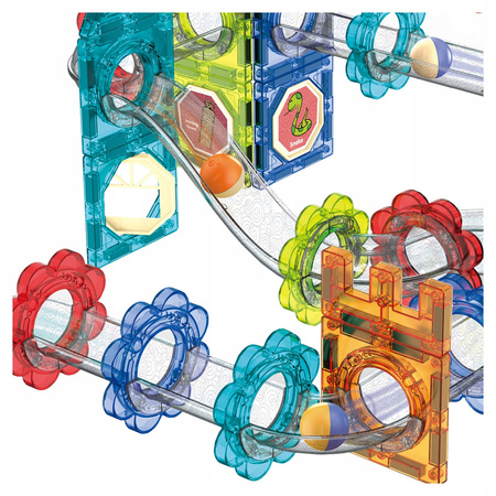 TOR MAGNETYCZNY DLA DZIECI TOR KULKOWY KLOCKI EDUKACYJNE PANELE ZESTAW 74EL
