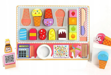 ZESTAW DREWNIANY LODZIARNIA LODY MONTESSORI