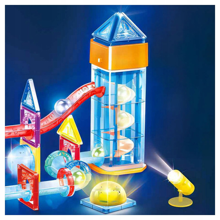 ŚWIECĄCY TOR MAGNETYCZNY LED Z WINDĄ KLOCKI KONSTRUKCYJNE DLA DZIECI 69 EL