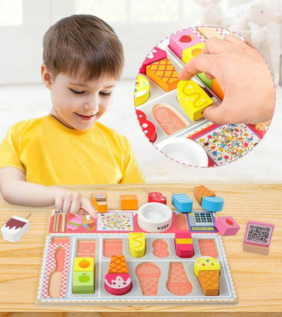 ZESTAW DREWNIANY LODZIARNIA LODY MONTESSORI