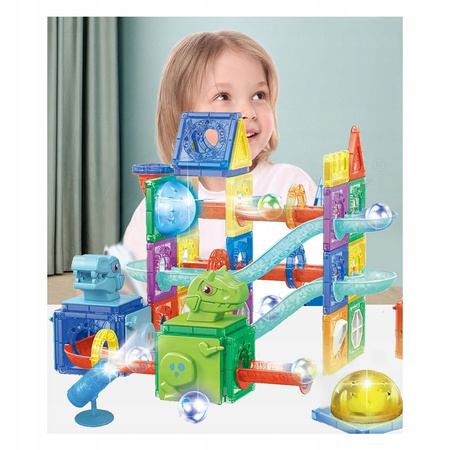 ŚWIECĄCY TOR MAGNETYCZNY LED KLOCKI KONSTRUKCYJNE DINOZAURY ZESTAW 123 EL