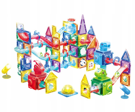 DINOZAURY ŚWIECĄCY TOR MAGNETYCZNY KLOCKI KONSTRUKCYJNE DUŻY ZESTAW 178 EL