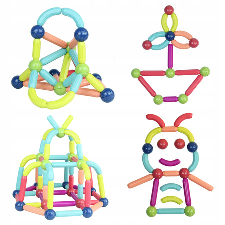 KLOCKI MAGNETYCZNE RURKI DLA DZIECI DUŻY ZESTAW EDUKACYJNY KREATYWNY 128 EL