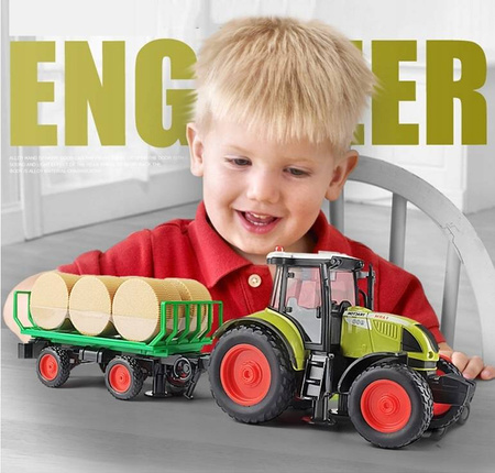 DUŻY TRAKTOR PRZYCZEPA DO TRANSPORTU SIANA + 6 bel
