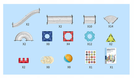 TOR MAGNETYCZNY DLA DZIECI TOR KULKOWY KLOCKI EDUKACYJNE PANELE ZESTAW 74EL