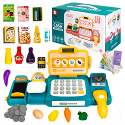 KASA FISKALNA SKLEPOWA DLA DZIECI WAGA SKANER TAŚMA KALKULATOR + AKCESORIA