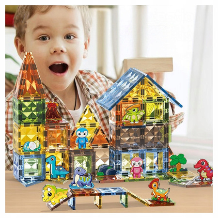 MAGNETYCZNE KLOCKI KONSTRYKCYJNE DINOZAURY ZESTAW DOLINA DINOZAURÓW 116 EL