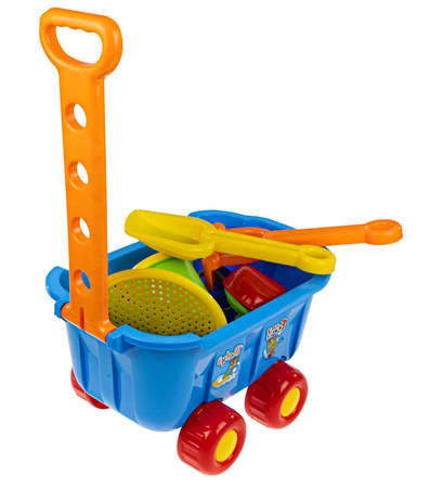 ZESTAW PLAŻOWY WÓZEK ŁOPATKA FOREMKI KONEWKA DO PIASKOWNICY DLA DZIECI