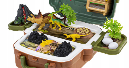 PLECAK Z DINOZAURAMI ZESTAW ODKRYWCY DLA DZIECI FIGURKI DINOZAURÓW WULKAN