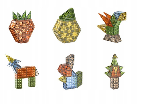 KLOCKI MAGNETYCZNE ZOO DLA DZIECI ZWIERZĄTKA ŚWIECĄCY ZESTAW LED 90 EL