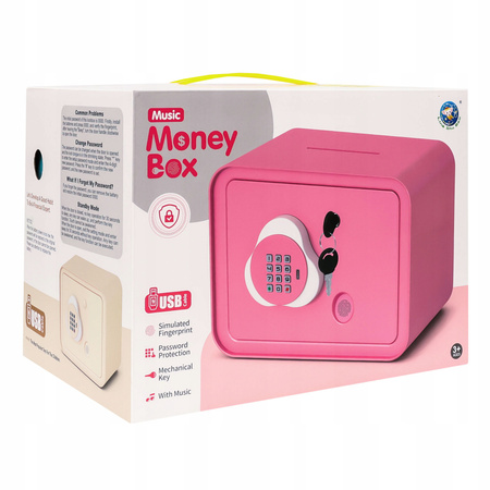 SKARBONKA SEJF DLA DZIECI NA HASŁO PIN KLUCZYK EFEKTY DŹWIĘKOWE DIODY LED