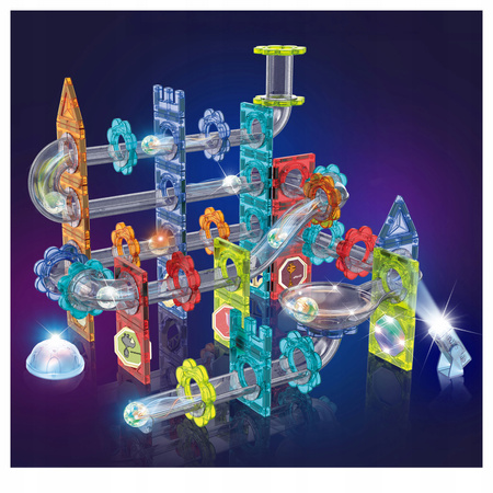 TOR MAGNETYCZNY KLOCKI KONSTRUKCYJNE DLA DZIECI ŚWIECĄCY ZESTAW LED 120 EL