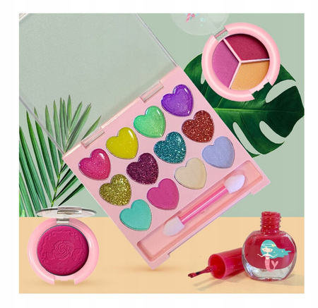 KUFEREK KOSMETYKÓW DLA DZIECI ZESTAW BEAUTY CIENIE SZMINKI SZCZOTKA LAKIERY