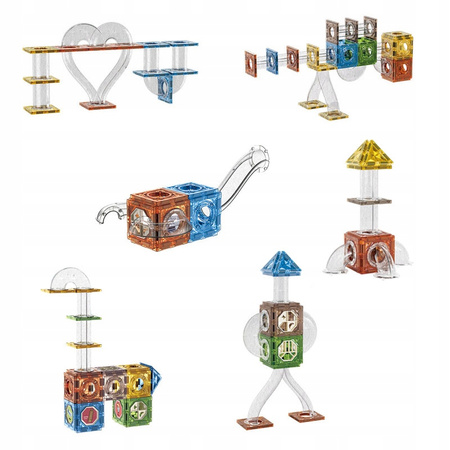 ŚWIECĄCY TOR KULKOWY KARUZELA KLOCKI MAGNETYCZNE DŹWIĘK DUŻY ZESTAW 120 EL