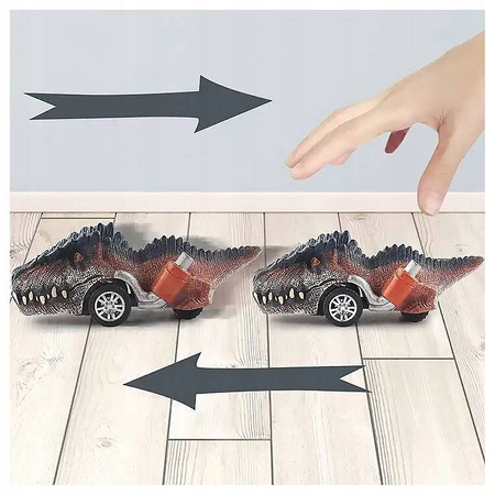 MEGA ZESTAW AUTKA DINOZAURY SAMOCHODY AUTA 6 SZTUK POJAZDY NA NAPĘD ZABAWKI
