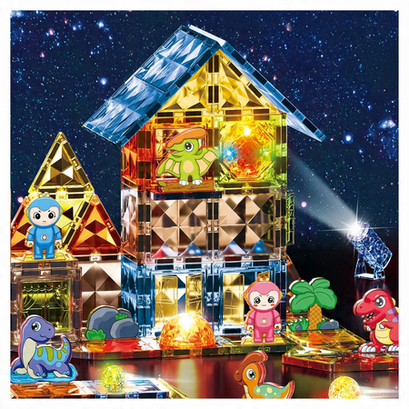 ŚWIECĄCE KLOCKI KONSTRUKCYJNE MAGNETYCZNE DINOZAURY DOLINA DINOZAURÓW 124EL