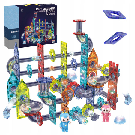 ŚWIECĄCY TOR MAGNETYCZNY DLA DZIECI KLOCKI EDUKACYJNE ZESTAW LED 176 EL