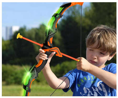 ŁUK ZESTAW ŁUCZNICZY DLA DZIECI STRZAŁKI KOŁCZAN PUSZKI CELE TARCZA LED