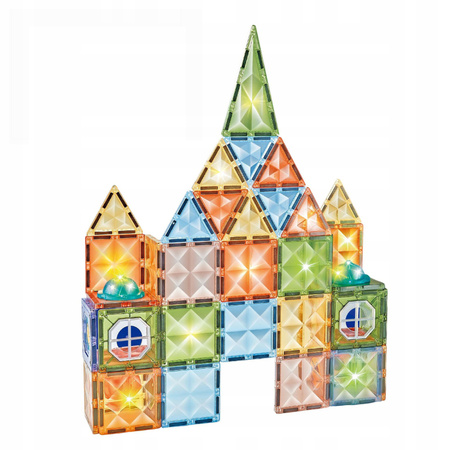 ŚWIECĄCE KLOCKI MAGNETYCZNE ZESTAW KREATYWNY DLA DZIECI PANELE LED 73 EL