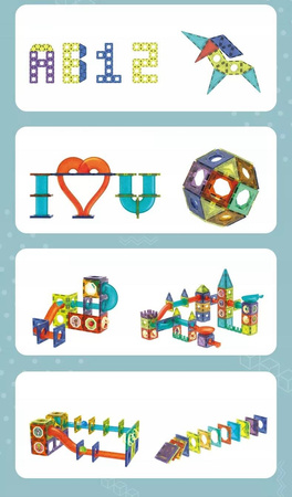 KLOCKI MAGNETYCZNE PANELE 75EL ZESTAW ŚWIECĄCY TOR