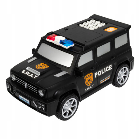 SKARBONKA SEJF DLA DZIECI POLICJA SWAT AUTO SAMOCHÓD NA HASŁO PIN DŹWIĘK