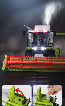 ZDALNIE STEROWANY KOMBAJN DLA DZIECI DYM DŹWIĘK RUCHOME ELEMENTY LED 2W1