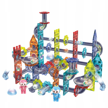 ŚWIECĄCY TOR MAGNETYCZNY DLA DZIECI KLOCKI EDUKACYJNE ZESTAW LED 176 EL