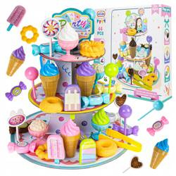 PATERA DLA DZIECI DUŻY ZESTAW PRZEKĄSKI CIASTKA CUKIERKI LODY LIZAKI 44el