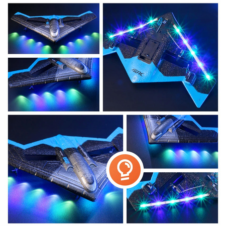 MYŚLIWIEC SAMOLOT ZDALNIE STEROWANY DWUSILNIKOWY LED AKUMULATOR + PILOT