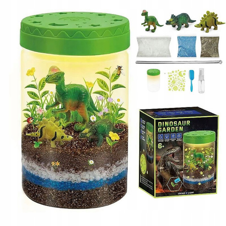 DINOZAURY TERRARIUM OGRÓD W SŁOIKU LAMPKA NOCNA ZESTAW EDUKACYJNY NASIONA