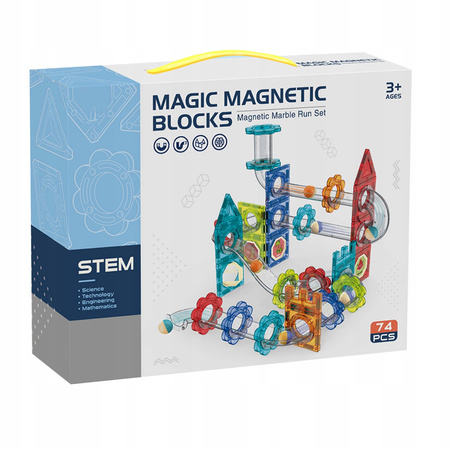 TOR MAGNETYCZNY DLA DZIECI TOR KULKOWY KLOCKI EDUKACYJNE PANELE ZESTAW 74EL