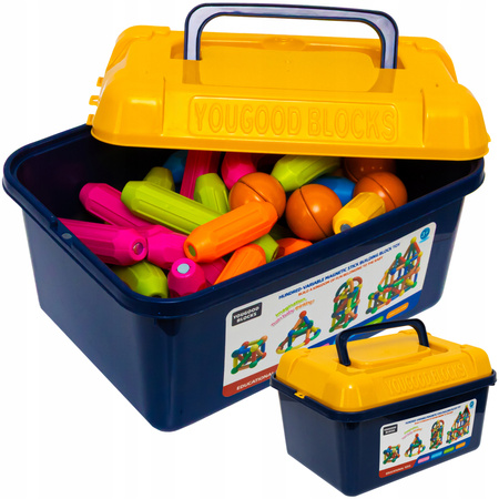 KLOCKI MAGNETYCZNE RURKI ZESTAW KONSTRUKCYJNY DLA DZIECI W KUFERKU 72 EL