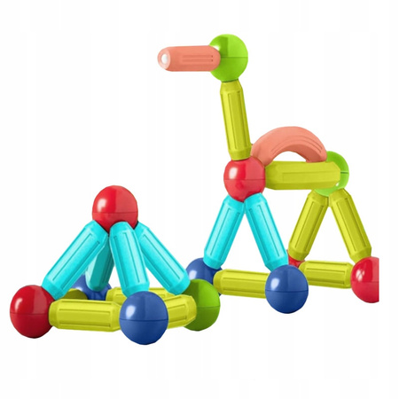 KLOCKI MAGNETYCZNE RURKI DLA DZIECI DUŻY ZESTAW EDUKACYJNY KREATYWNY 64 EL